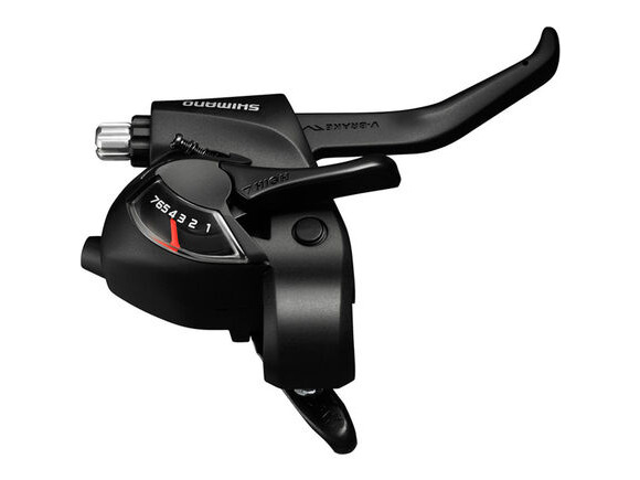 SHIMANO ST-EF41 EZ fire plus STI set for V-brakes, 3x7 speed, 2-finger lever, black click to zoom image