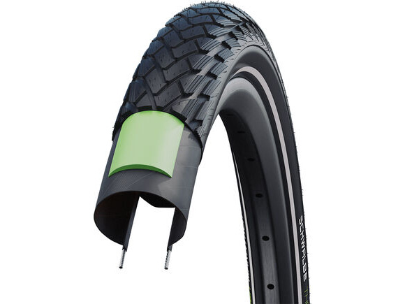 SCHWALBE Green Marathon City/Touring Tyre in Black/Reflex (Wired) 26 x 1.25"E-25 click to zoom image