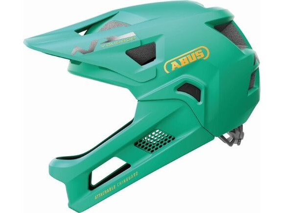 ABUS YouDrop FF Kids Full Face MTB Helmet in Sage Green (48-55cm) click to zoom image