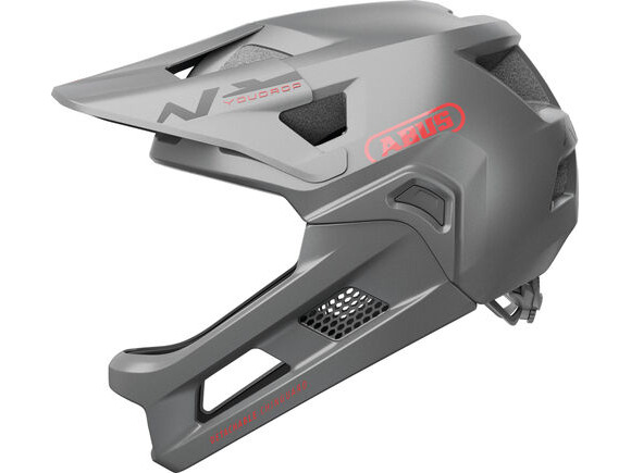 ABUS YouDrop FF Kids Full Face MTB Helmet in Ti Silver (48-55cm) click to zoom image